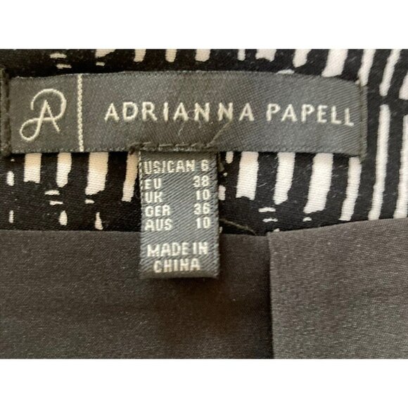 Adrianna Papell Geometric Black White Exposed Zip Lined Pencil Straight Skirt-6 - Picture 9 of 10